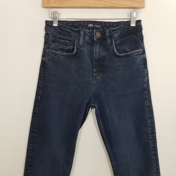 Zara Jeans Raw Hem Blue Size 4 - Picture 2 of 6